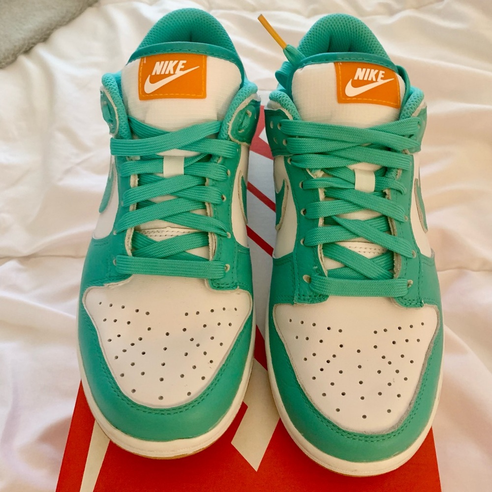 Women Nike Dunk Low, white/washed teal- kumquat